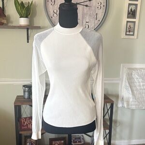 Commense White Long Sleeve Sweater Tee